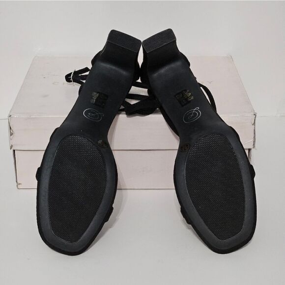 Chinese Laundry, black strappy heels. Velvety feel, NIB-Size EU38-8US - Picture 6 of 9